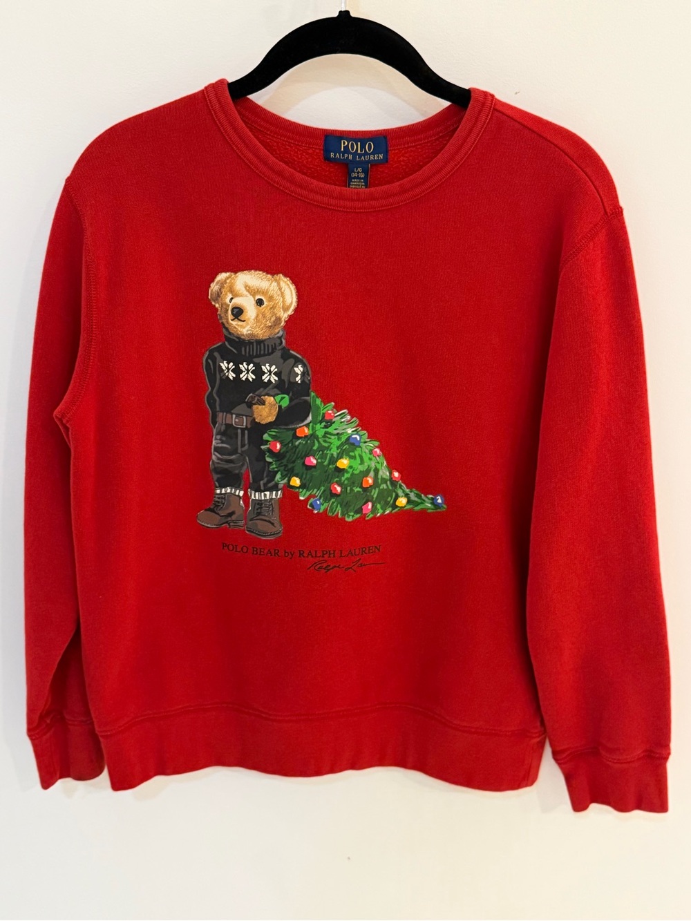 Polo by Ralph Lauren Boys Red Polo Bear Crewneck Sweater
